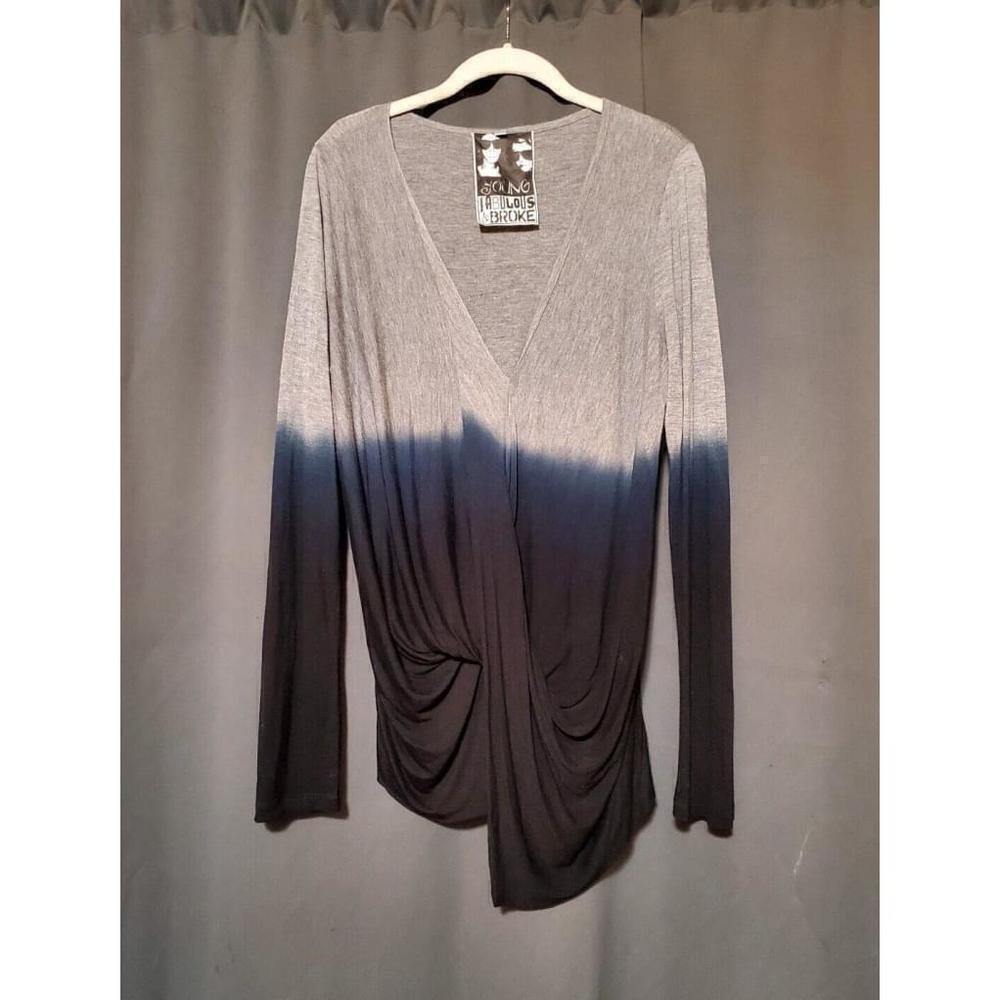 Young Fabulous & Broke x Carmen Marc Volvo Ombre Mock Wrap Shirt Size Medium